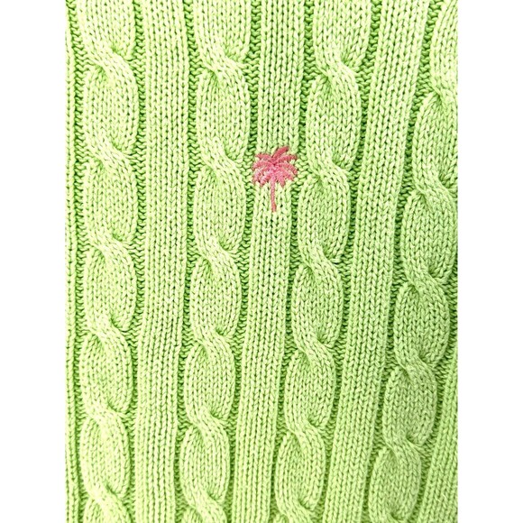 Vintage Lilly Pulitzer Crew Neck Cable Knit Sweater Lime Green Cotton Size S - Picture 2 of 7